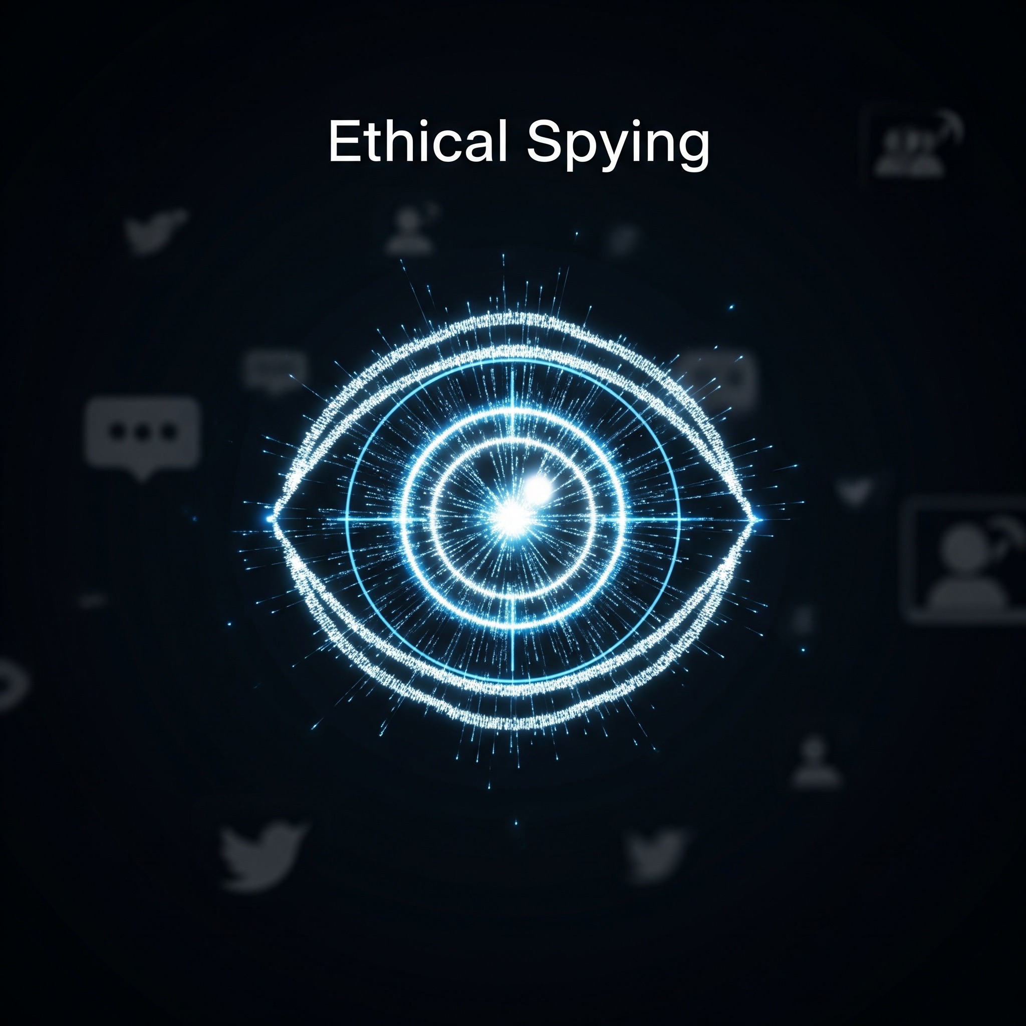 Visualización abstracta de un ojo tecnológico para espionaje ético