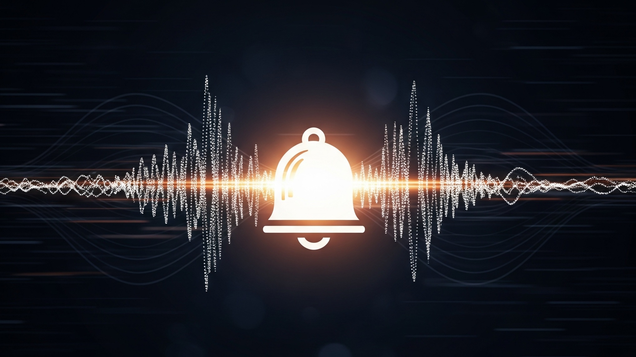 Visualización abstracta de una campana de alerta para notificaciones estratégicas